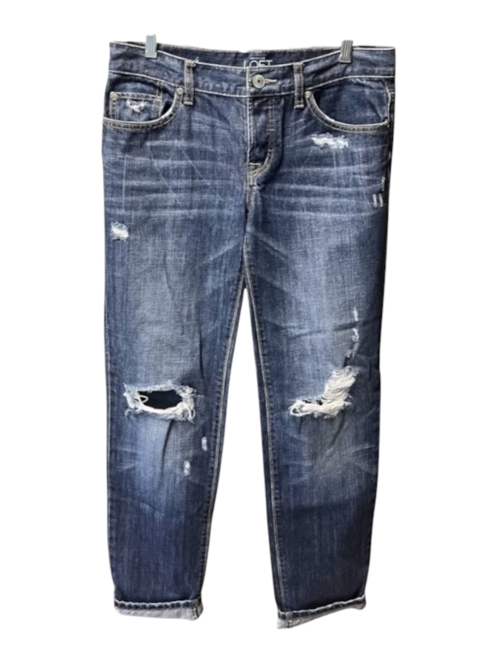 Cute Ann Taylor Loft Distressed Boyfriend Jeans 4/27 Inseam 30” Waist 32”